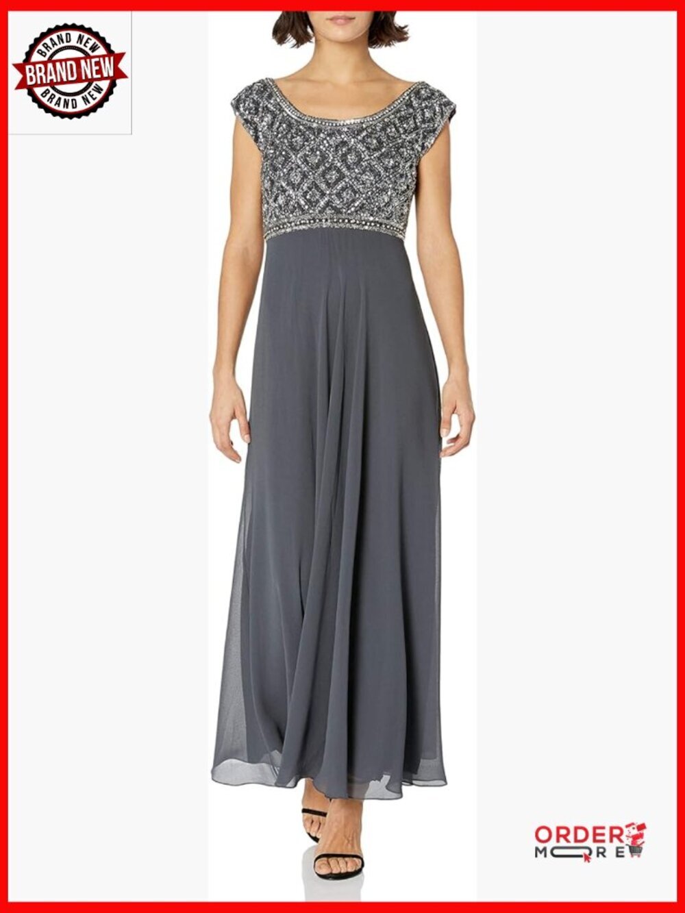 Petite Beaded Empire Waist Long Gown - Special Occasion